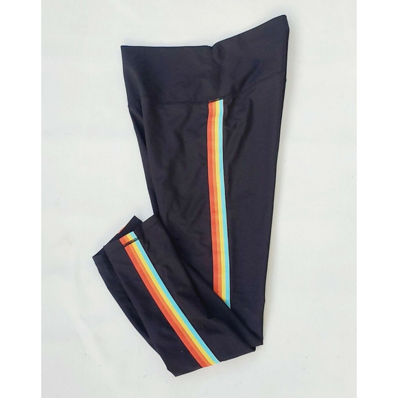 Spiritual Gangster Intent 7/8 Leggings Rainbow Stripe High Waist Size M B - Picture 2 of 6